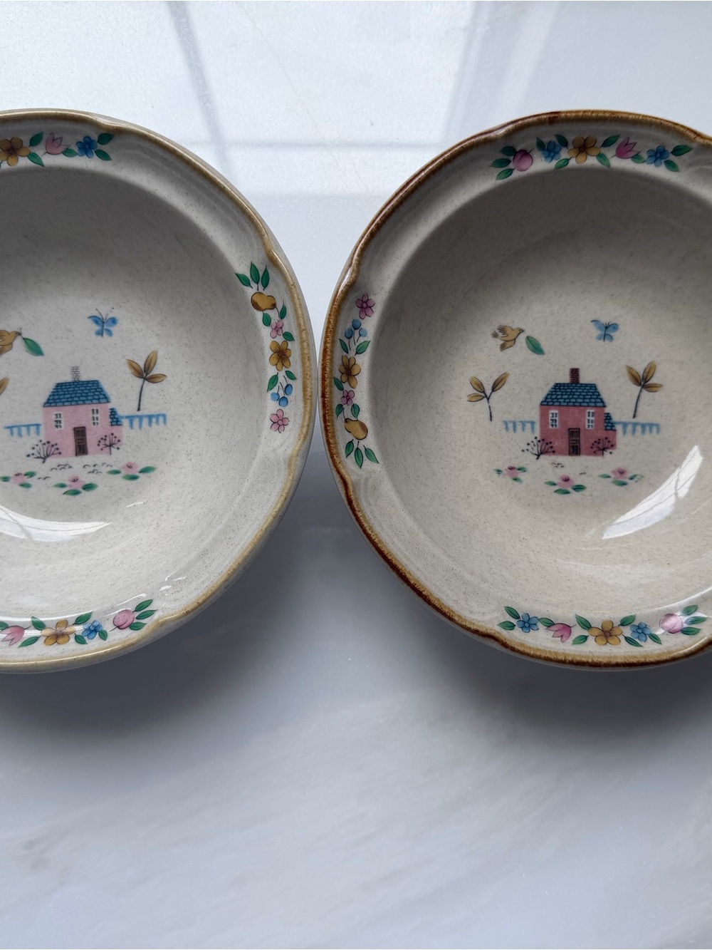 Vintage International Stoneware Heartland Floral Ceramic Bowls - Set of 2